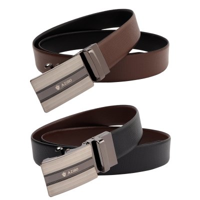 Azibo Casual, Party, Formal, Evening Black, Brown Genuine Leather Reversible Belt