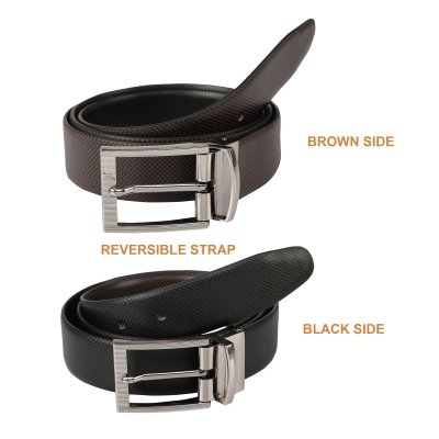 Azibo Casual, Party, Formal, Evening Black, Brown Leatherite Reversible Belt