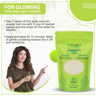 Azibo Naturals Organic Multani Mitti With Neem Leaf Powder 100% Pure for Face Skin & Hair  (200 g)